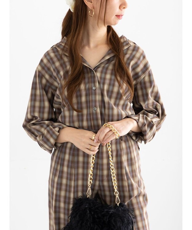 Te chichi チェックショートシャツ（セットアップ可）《2025Autumn catalog item》 ブラウン