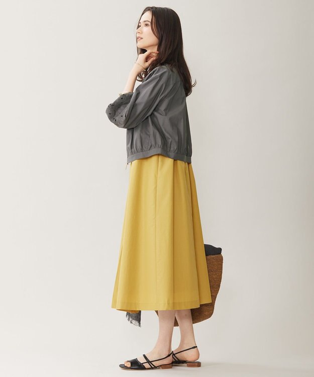 自由区 【洗える】テンセルコットンエンブロイダリー ジャケット スレート