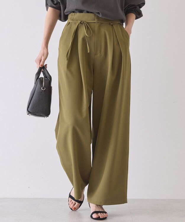 AMERICAN HOLIC リボン付きタックワイドパンツ Khaki