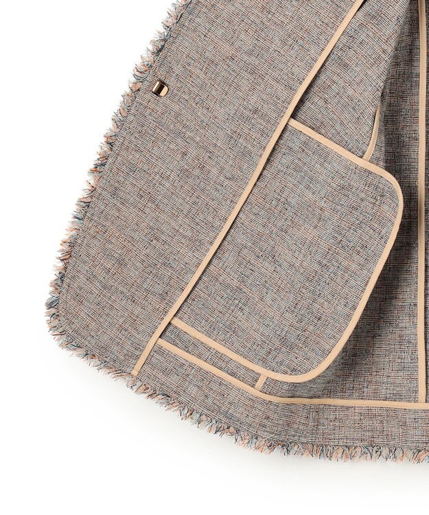 23区 【先行予約】リネンライクブッチャー フリンジノーカラージャケット ダークブラウン系