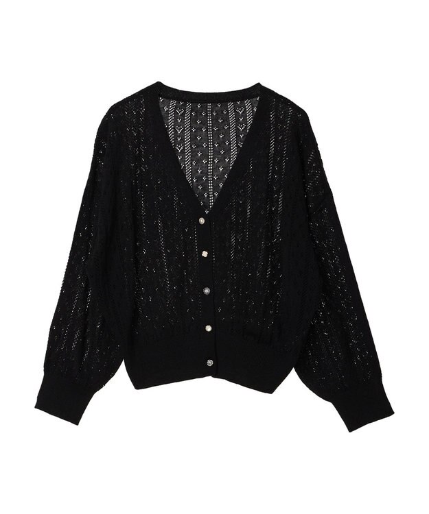 earth music&ecology キラキラボタンハートカーディガン Black