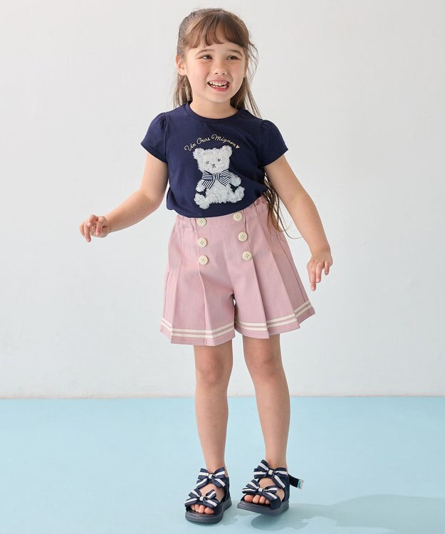 ANY KIDS ひんやりクール アップリケTシャツ ネイビー（クマ）