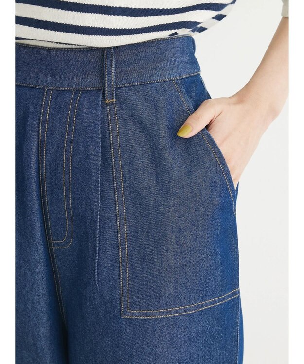 Green Parks インド綿 デニムストレートパンツ One Wash