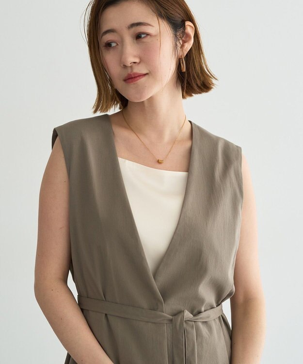 YECCA VECCA ドライタッチウエストベルトジレ Dark Beige
