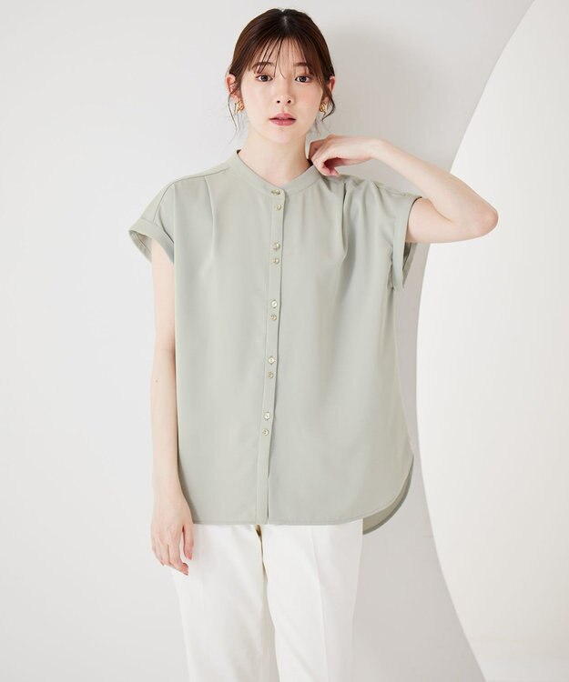 ANY SIS L 【洗える】ダブルボタンフレンチスリーブ ブラウス ミント