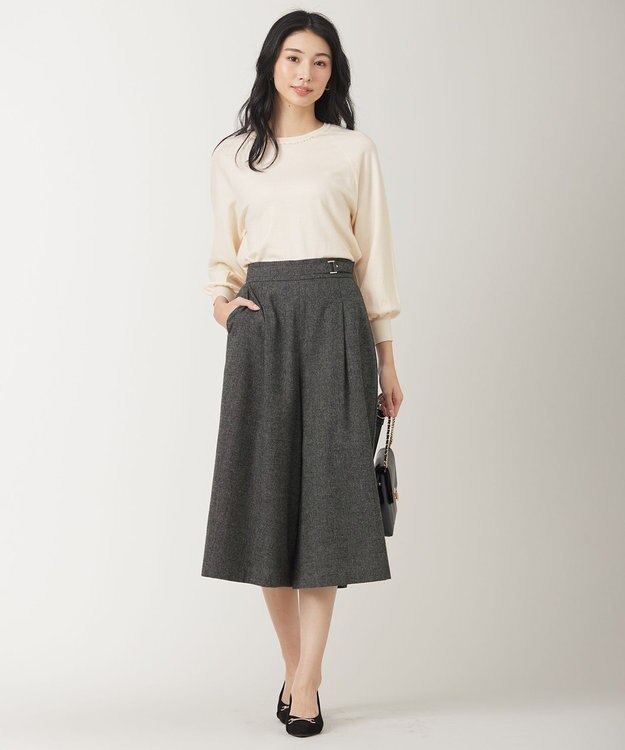 ANY SIS ホームスパンワイドクロップド パンツ チャコールグレー