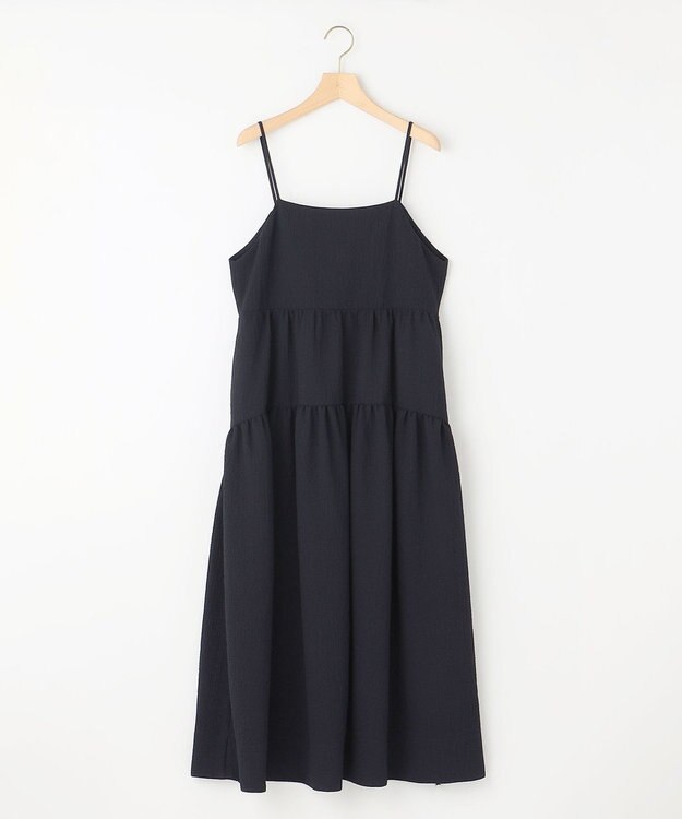 組曲 【WEB限定】クレープストレッチ ティアードキャミワンピース ネイビー系