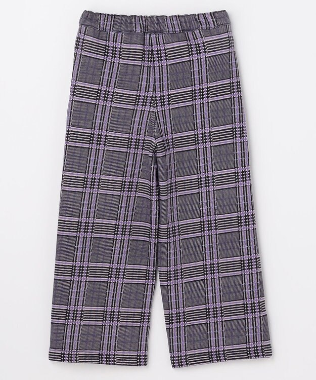 ANY KIDS レースアップ 裏シャギーワイドパンツ ブラック×チェック