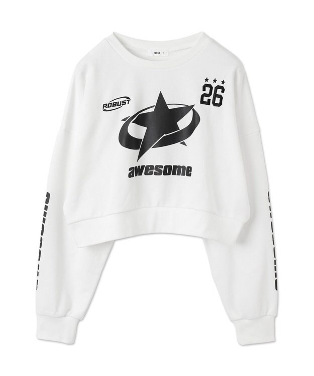WEGO スターナンバリングショートスウェット ホワイト