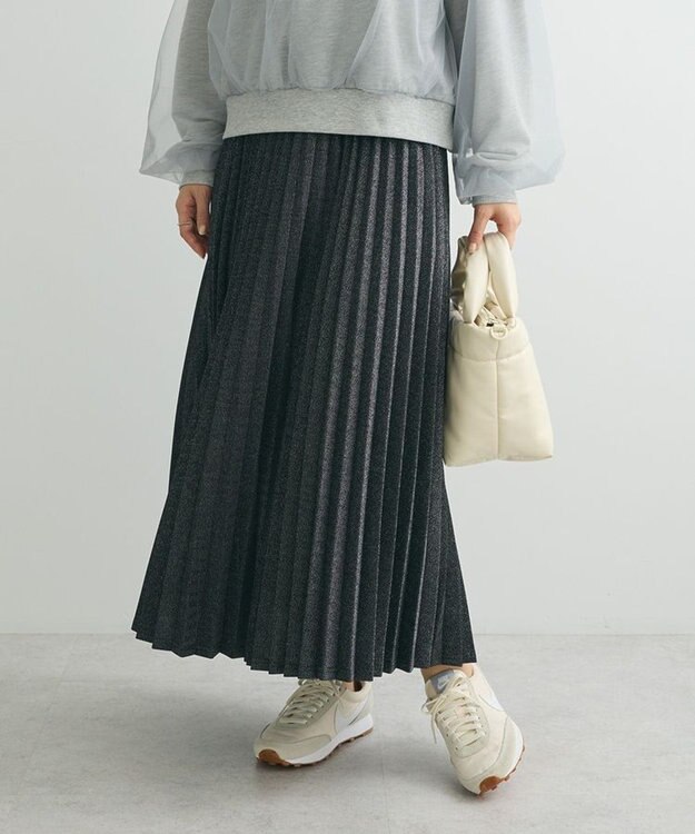 Green Parks ・Ｐｅｔｉｔ　Ｆｌｅｕｒ　ラメプリーツスカート Black