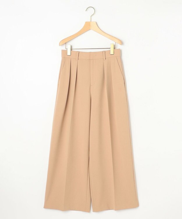 組曲 ドライタッチツイル ワイドパンツ ベージュ系