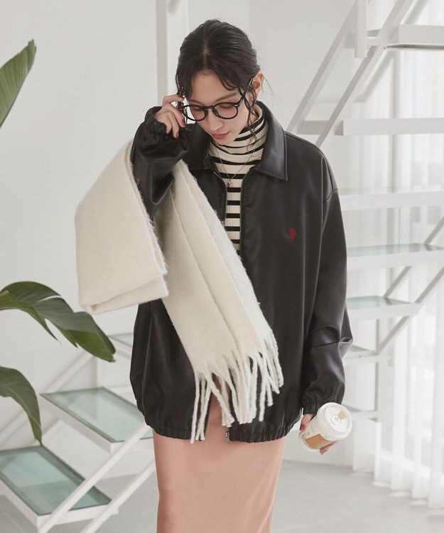 WEGO 【ユニセックス着用ITEM/MLサイズ展開】USPOLOフェイクレザージャケット ブラック