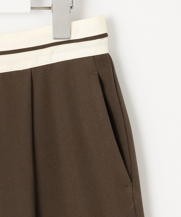 Feroux 【洗える】マーベルトデザイン セミワイドパンツ ダークブラウン系