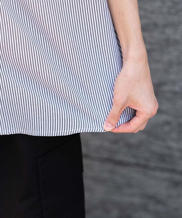 WEGO 【ユニセックス着用ITEM/MLサイズ展開】オックスフォードワッペンシャツ（SS） ブラックストライプ