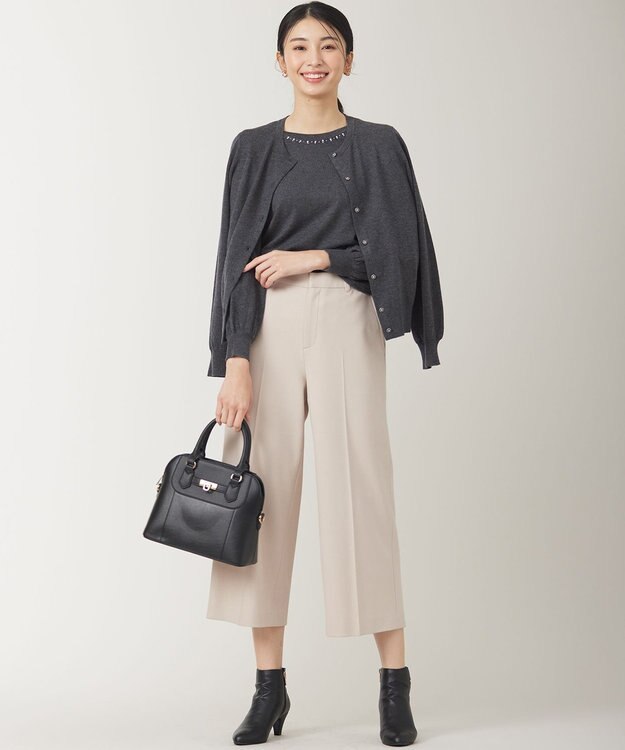 ANY SIS 【洗える】ウールブレンドプチジュエル調 ニット チャコール