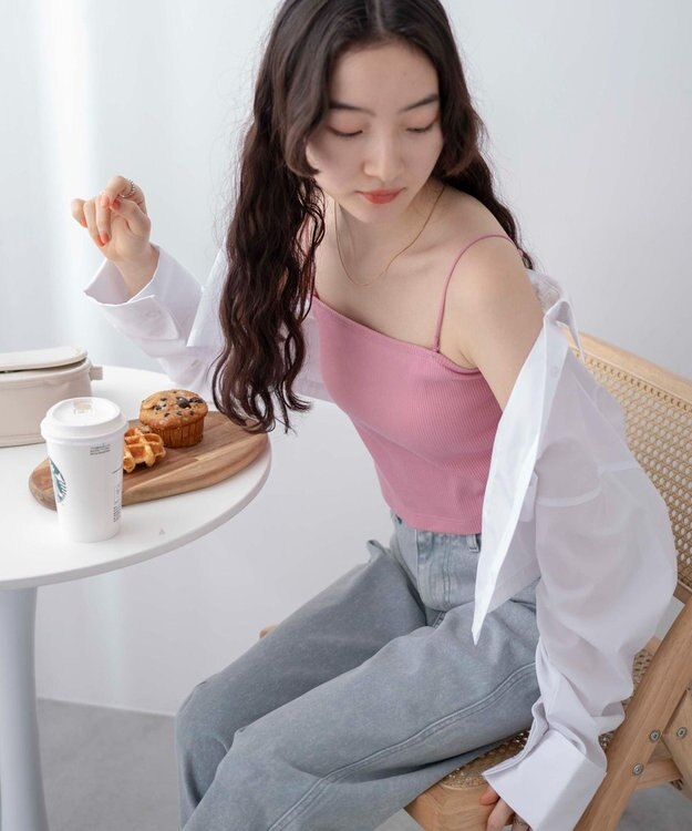 WEGO 【カップ付き】なちゅ盛れカップインショートキャミ ライトピンク