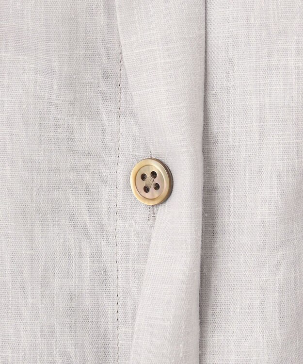 J.PRESS LADIES 【洗える・接触冷感・吸水速乾】麻SOLID バンドカラー シャツ ブラウス グレージュ系