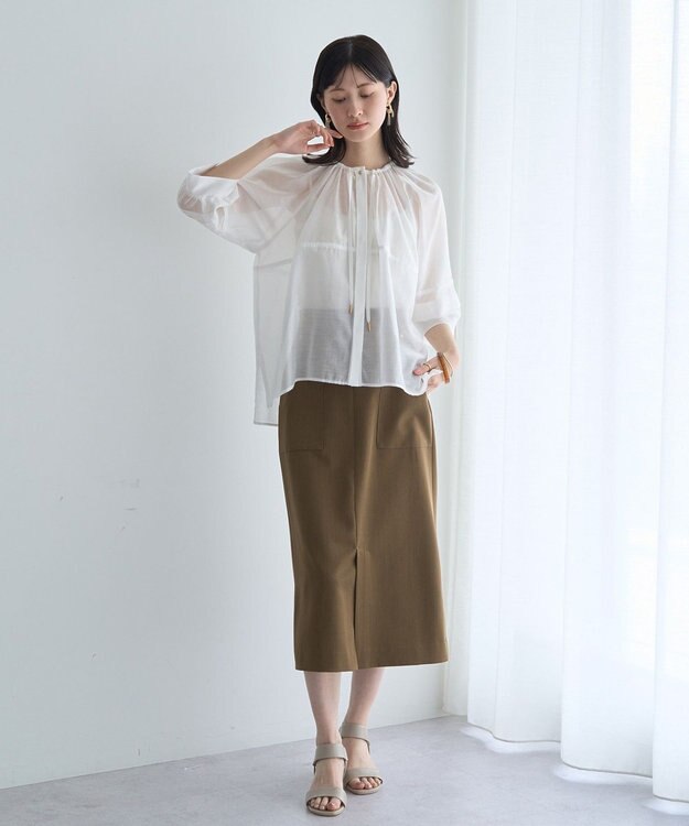 YECCA VECCA タックスリーブシアーシャツ Off White