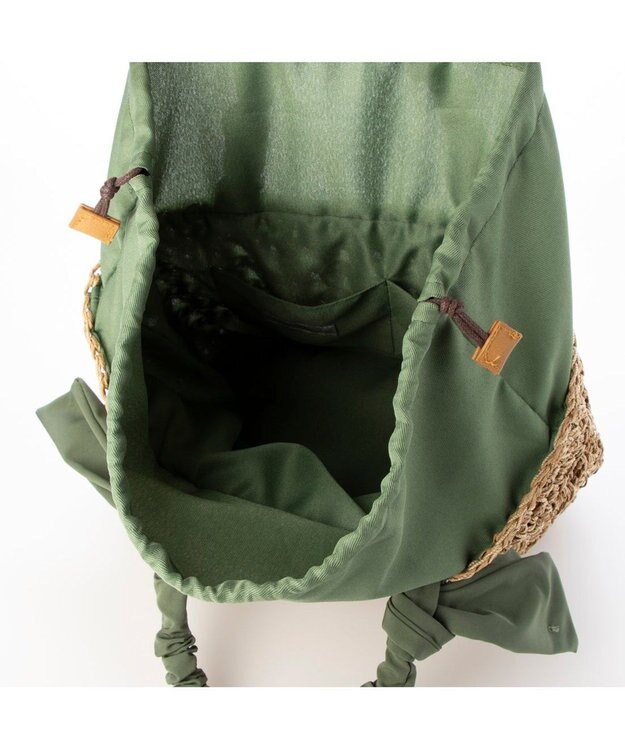 UNBILLION カシュカシュ cachecache / 下がりリボン柄編みトートバッグ グリーン