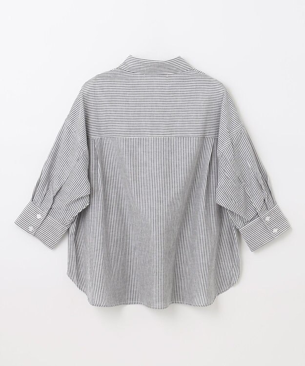 ANY 【洗濯機可能】ダブルポケット クロップドシャツ ストライプ
