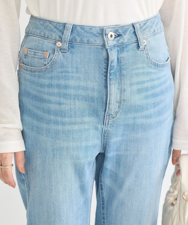earth music&ecology セルフカットフレアデニムパンツ Light Indigo