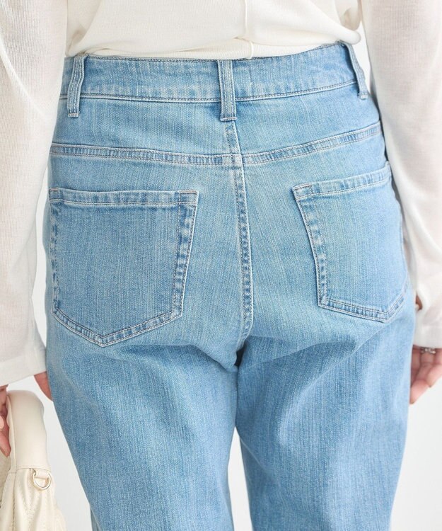 earth music&ecology セルフカットフレアデニムパンツ Light Indigo