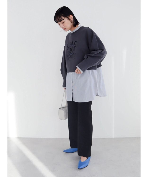 Green Parks クロップド丈ロゴプルオーバー Gray