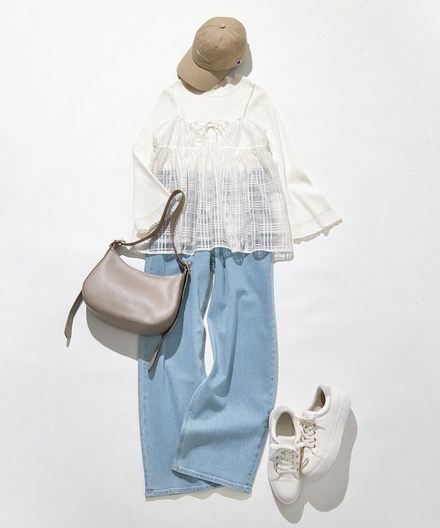 ANY SIS L 【美Denimシリーズ】セミカーブワイド デニム ブリーチインディゴ