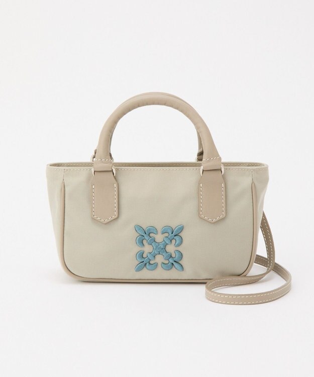 russet 《モノグラム刺繍》コーデュラナイロン2WAYミニショルダーバッグ（CE-1778） L.Greige