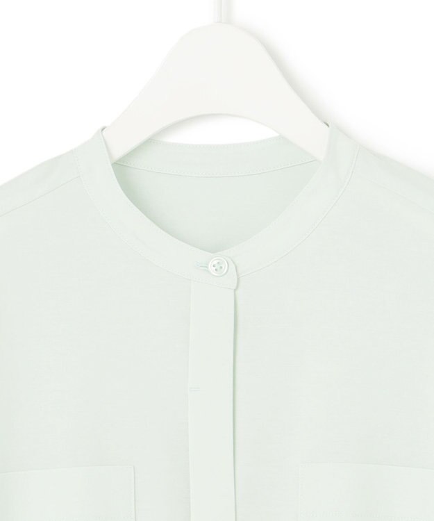 ICB 【WEB限定・洗える】ライクアウーブン バンドカラーカットソー ライトグリーン系