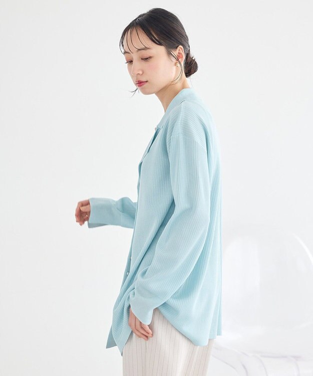 earth music&ecology テーラーカラーニットカーディガン Blue