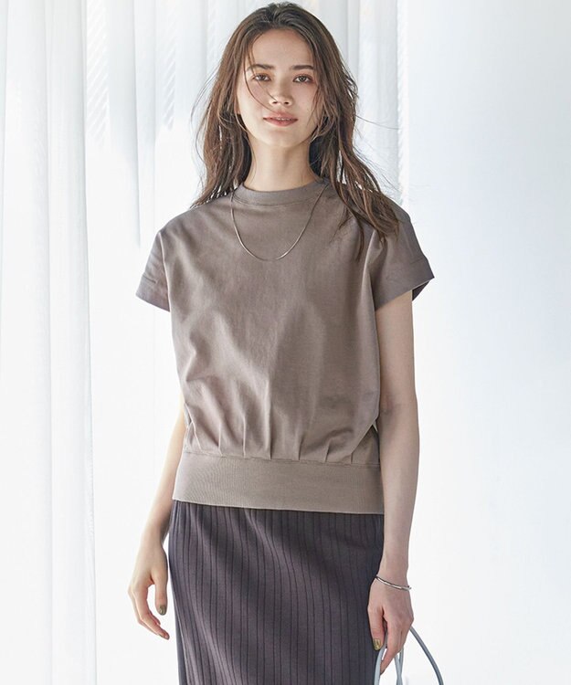 23区 【SLOW/WEB限定】コンパクトインレー フレンチスリーブ カットソー グレージュ