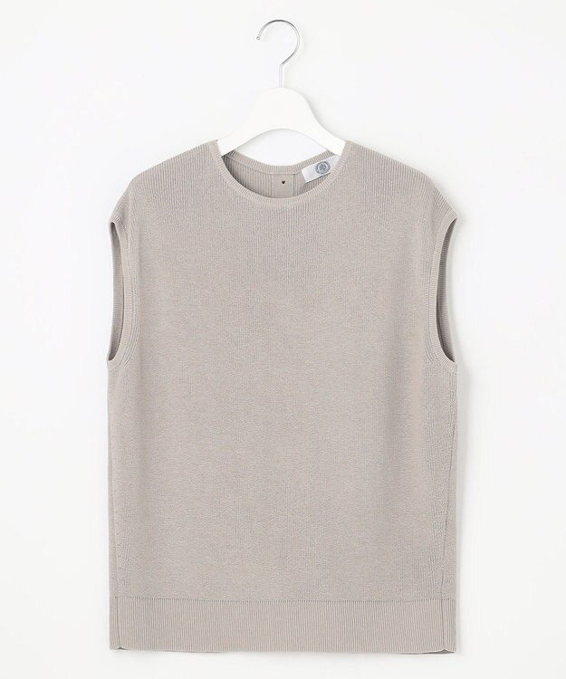 J.PRESS LADIES L 【洗える】コットンアセテート畦 ニットベスト ライトグレー系
