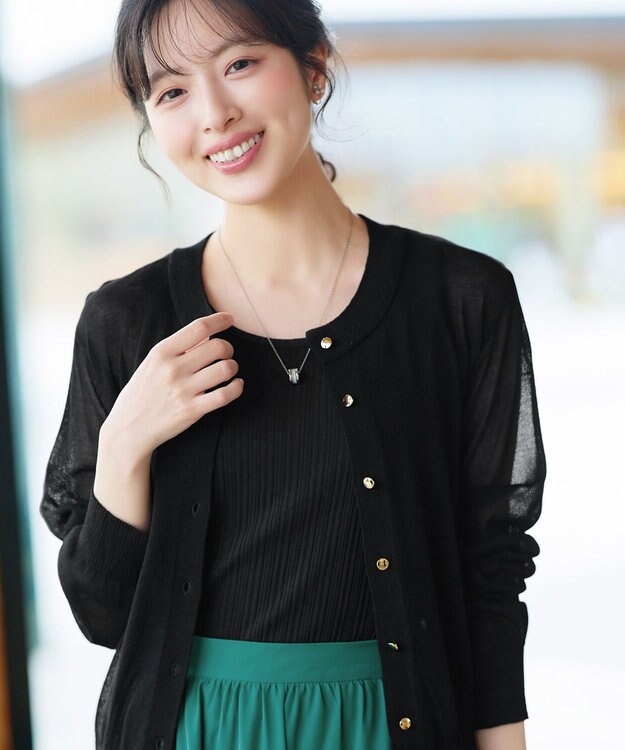 Tiaclasse 麻タッチカーディガン ブラック