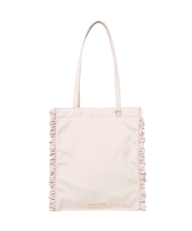 Maison de FLEUR 撥水加工フリルスクエアトートバッグ Grayish Pink