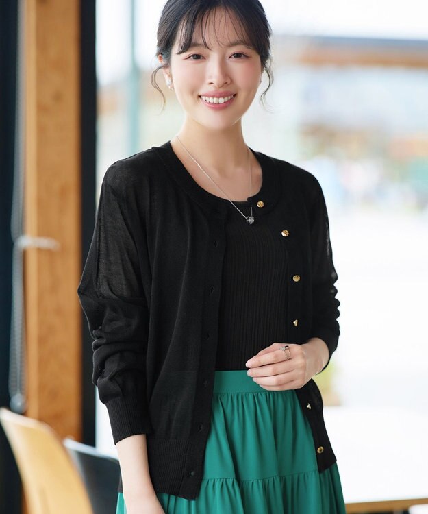 Tiaclasse 麻タッチカーディガン ブラック