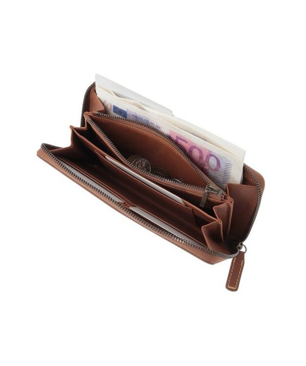 genten リラサート 長財布 ダークキャメル