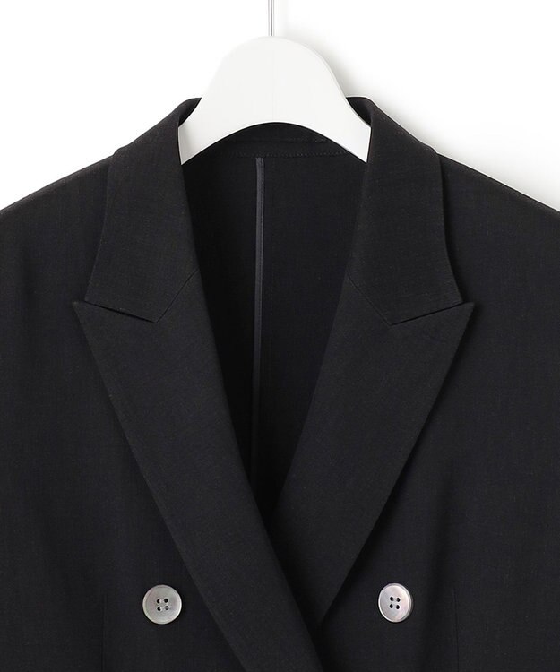 23区 L 【STORY7月号掲載】リネンレーヨンストレッチ ダブル ジャケット ブラック系