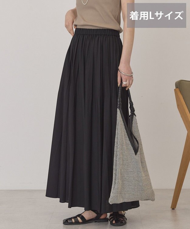 AMERICAN HOLIC 【選べる丈】シアープリーツスカート Black