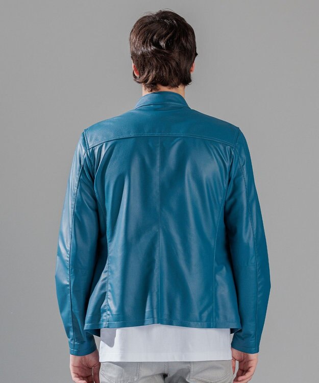 JOSEPH HOMME ライトラムナッパ レザー   シングルライダース ダルブルー系