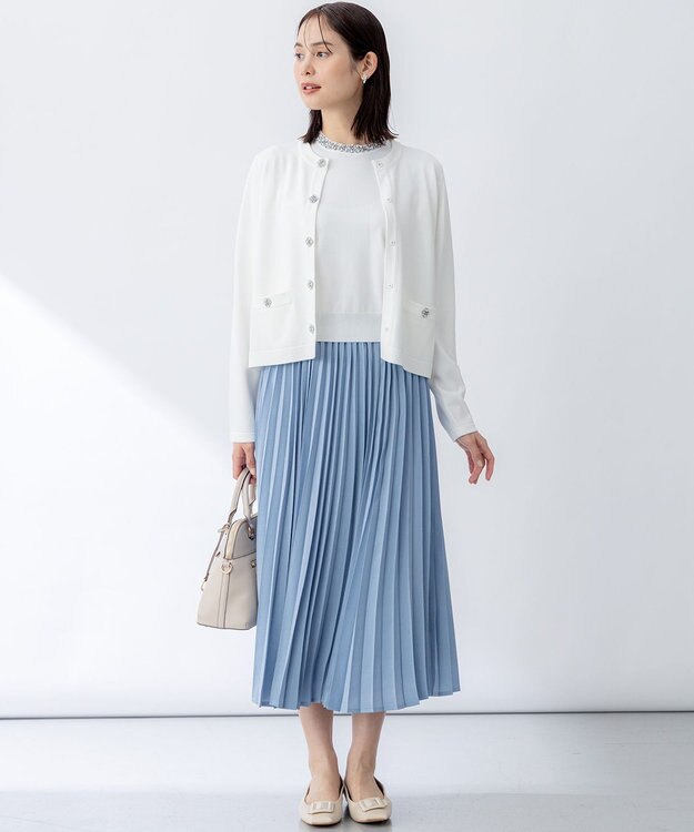 組曲 【WEB限定】ビジューニット ジャケット アイボリー系