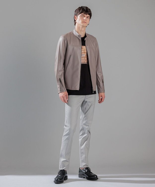 JOSEPH HOMME ライトラムナッパ レザー   シングルライダース ベージュ系