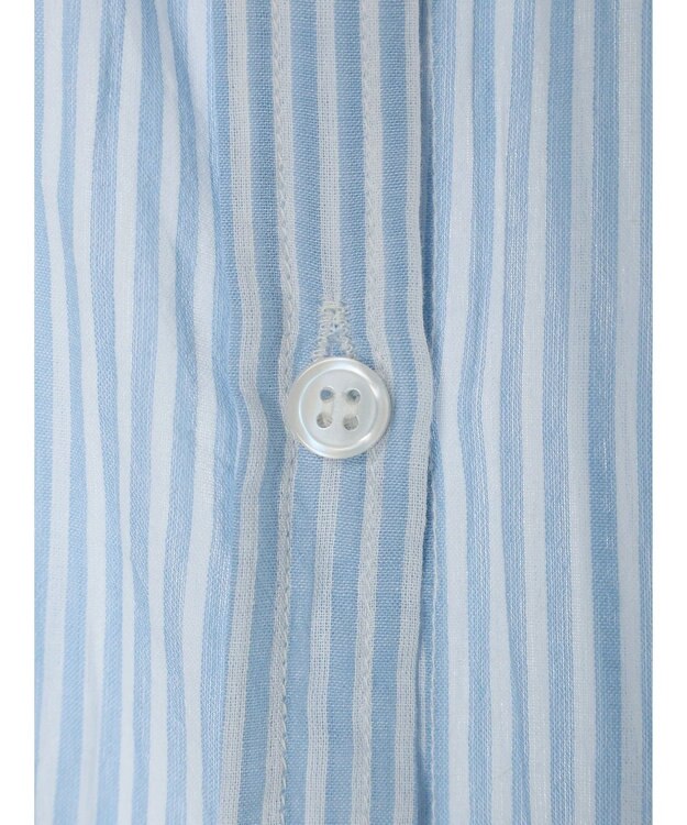 CRAFT STANDARD BOUTIQUE インド綿バンドカラーワンピース Stripe Sax