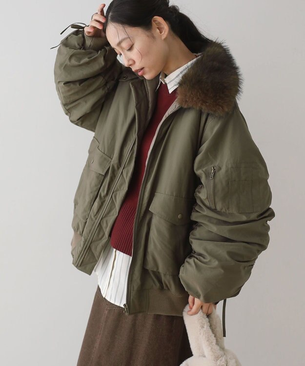 Green Parks ・ｓｗｉｎｇ　ｂｙ　ティペット付ミリタリーブルゾン Khaki