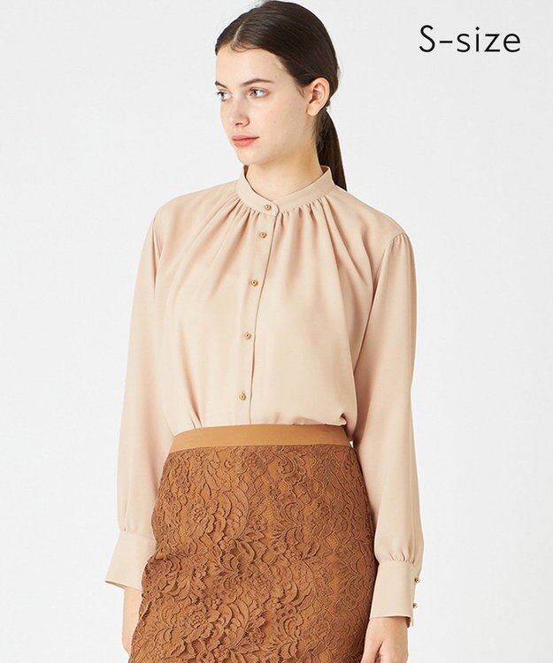 BEIGE， 【S-size】STOW / バンドカラーブラウス Nude