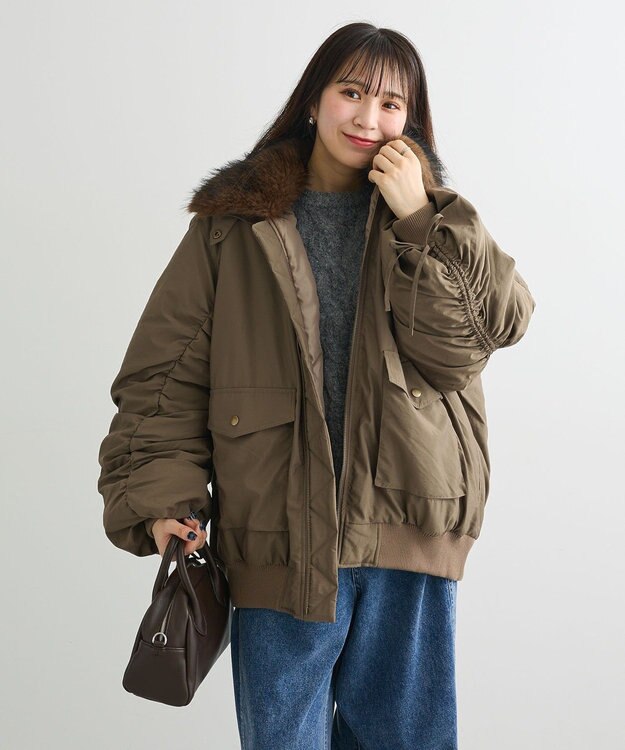 Green Parks ・ｓｗｉｎｇ　ｂｙ　ティペット付ミリタリーブルゾン Brown