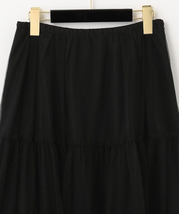 GRACE CONTINENTAL ブラックタフタオーバースカート ブラック