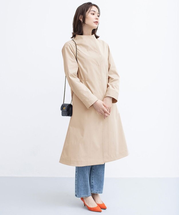 組曲 L 【WEB限定】コットンライクツイル スタンドネックコート ベージュ系