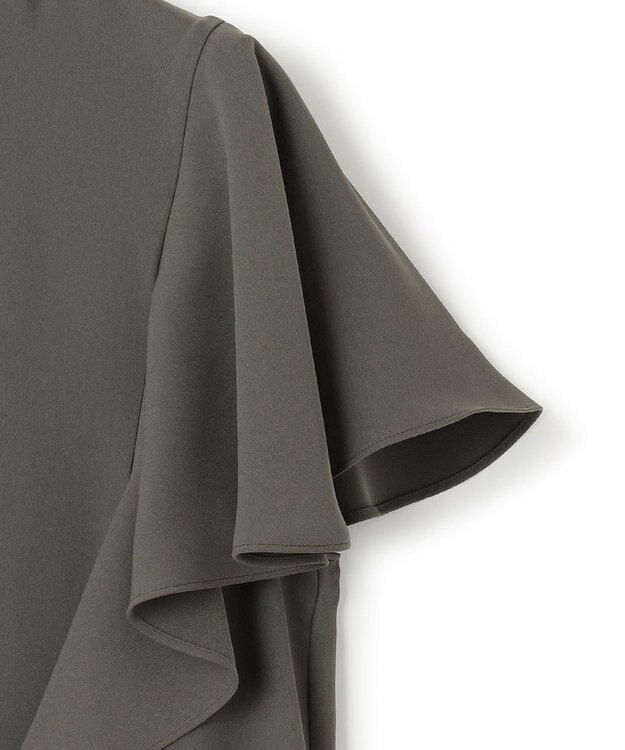 ICB 【接触冷感・UVケア・防シワ・洗える】エステルダブルクロス ラッフルスリーブワンピース グレー系