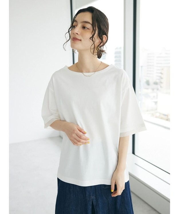 CRAFT STANDARD BOUTIQUE 【ＵＶカット】布帛切り替えプルオーバー Off White